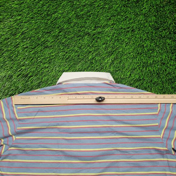 VTG 70s Disco Slim Fit Polo Shirt Large Dagger Collar Striped Big Collar - Picture 8 of 9